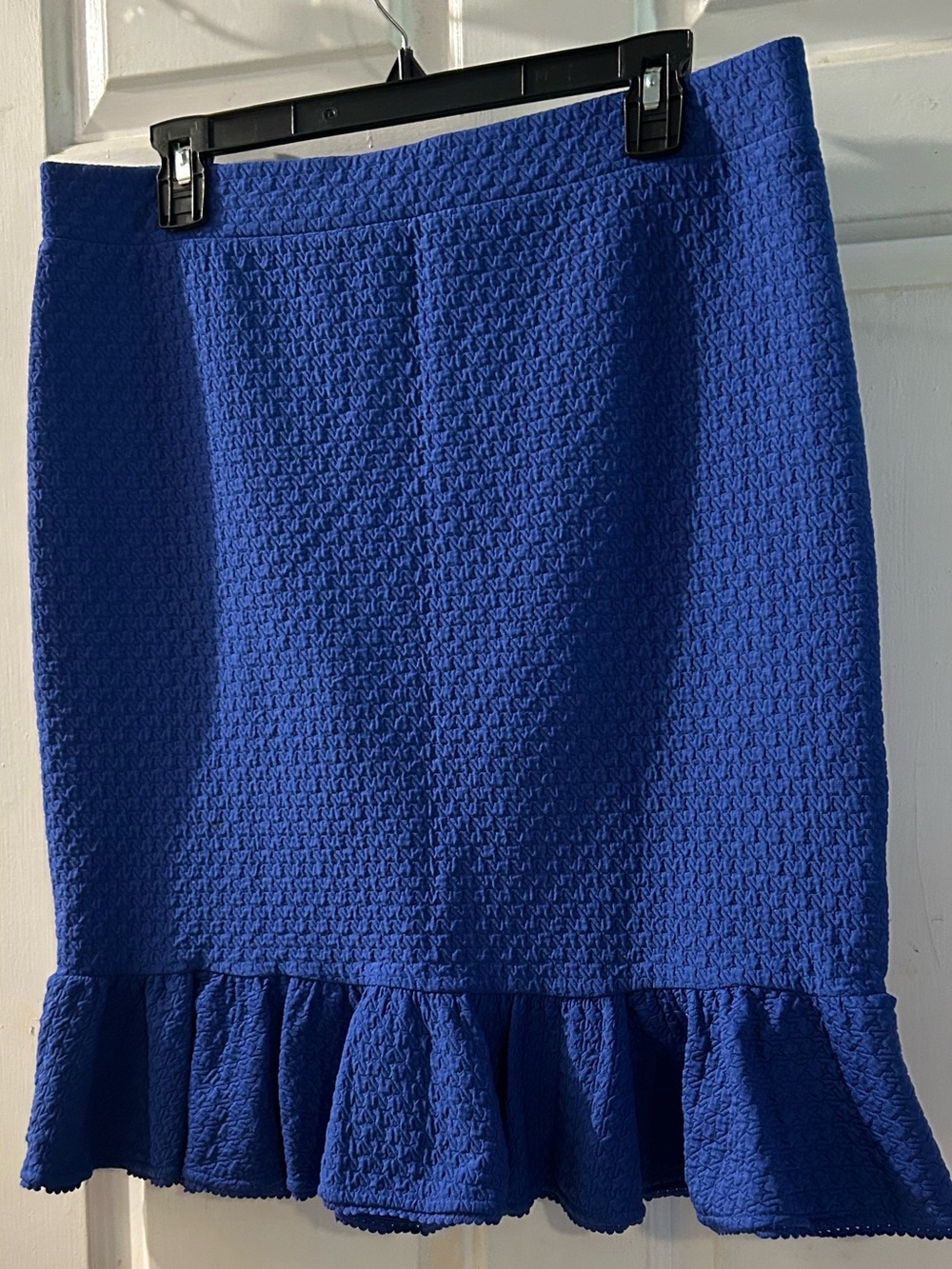 Zara Cobalt Blue Textured Pencil Skirt with Ruffle Hem